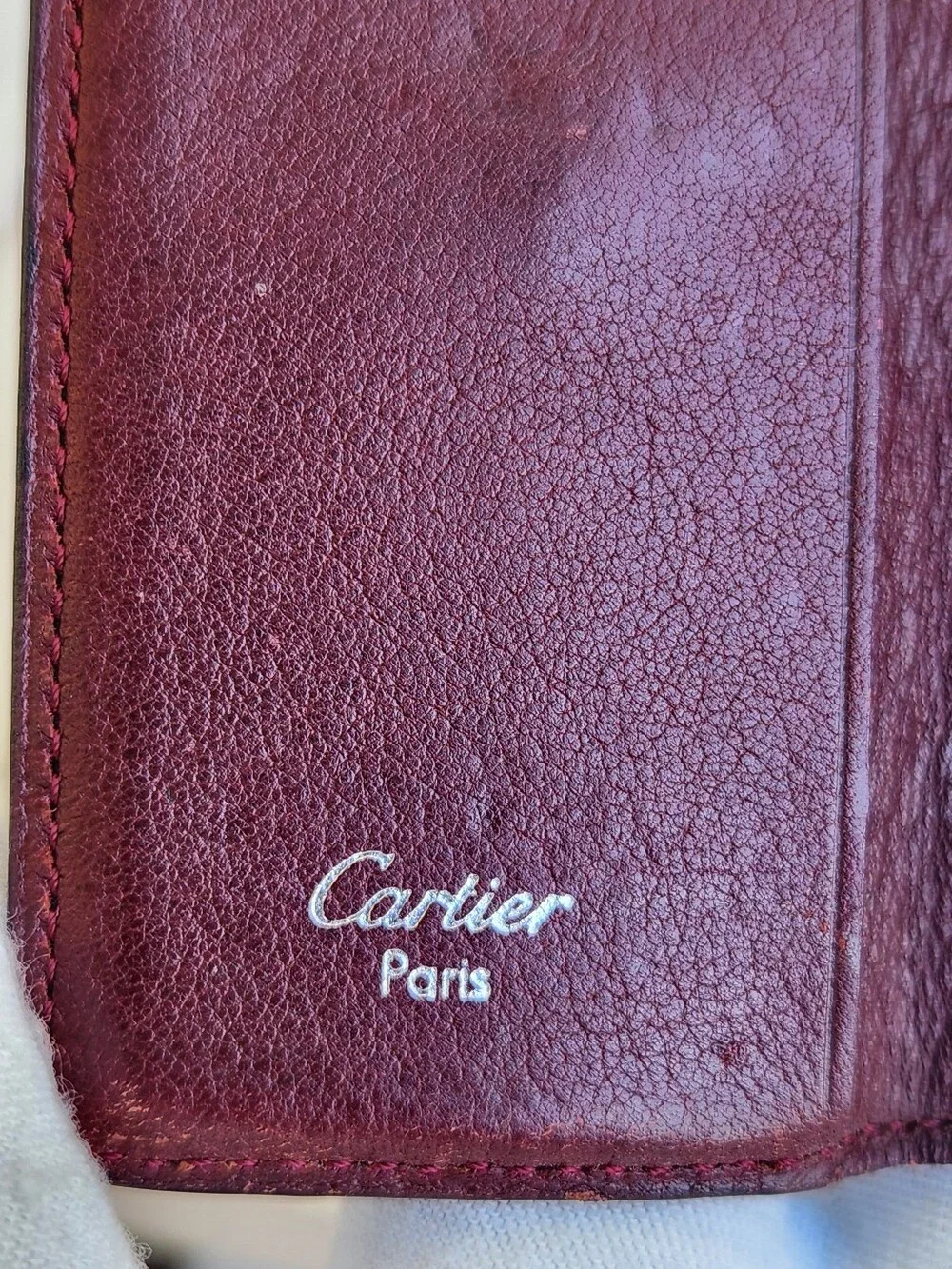 Vintage Must de Cartier Burgundy Leather 4-Hook Key Case - Rare Silver Hardware